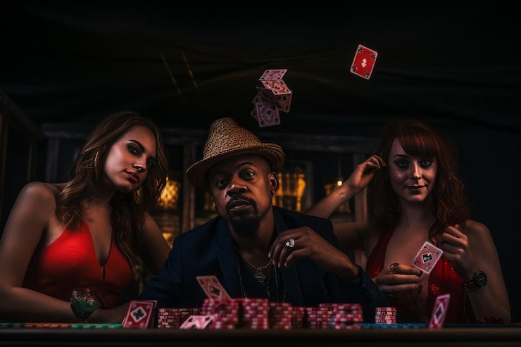 Layar permainan Texas Hold'em Bonus di berlianjitu dengan kartu dealer dan area taruhan pemain
